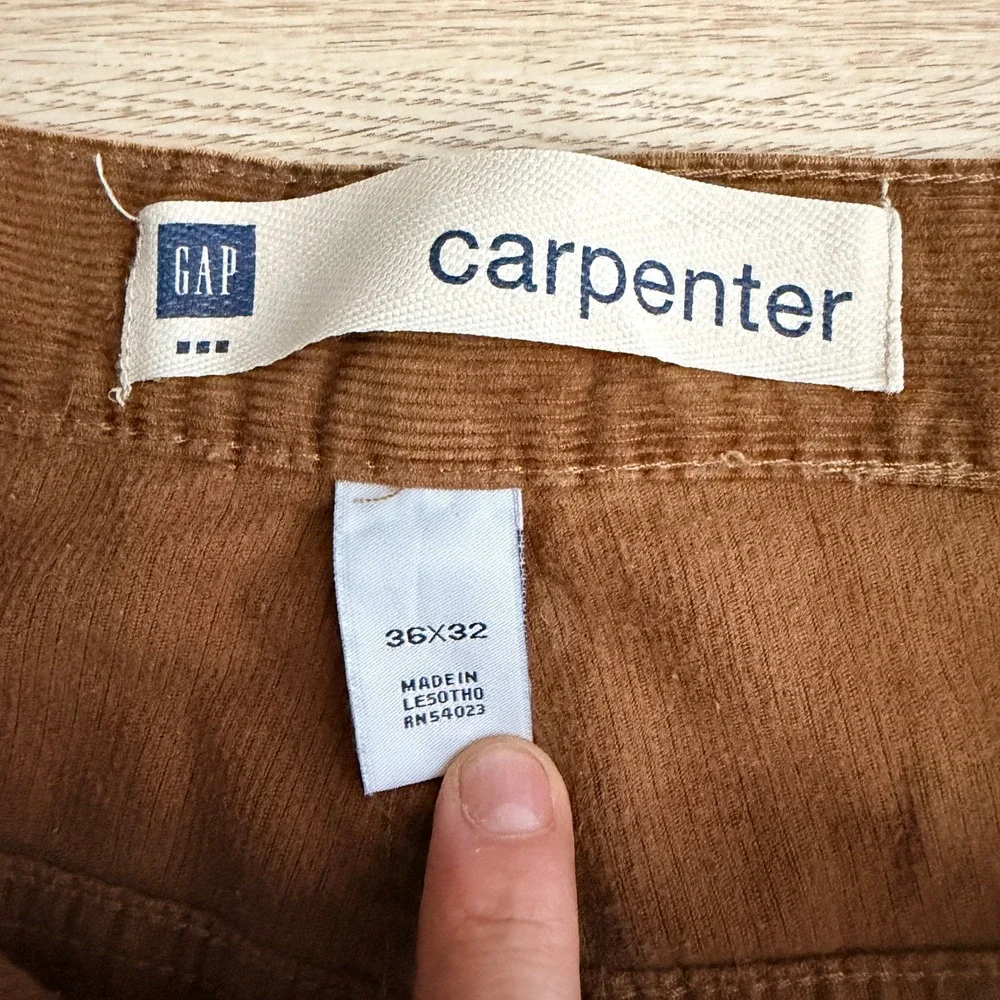 Vintage Y2K Gap Corduroy Carpenter Pants Mens 36x30 Brown Utility Loose Fit